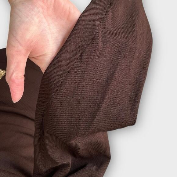 Vintage Y2K bebe Halter Top & Cardigan Set with Gold Chain Trim Brown Sz S/M - Picture 6 of 16